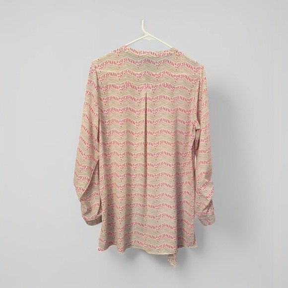 New Directions Chevron Pattern Pink and Cream Shift Dress Feminine Girly - Picture 2 of 7